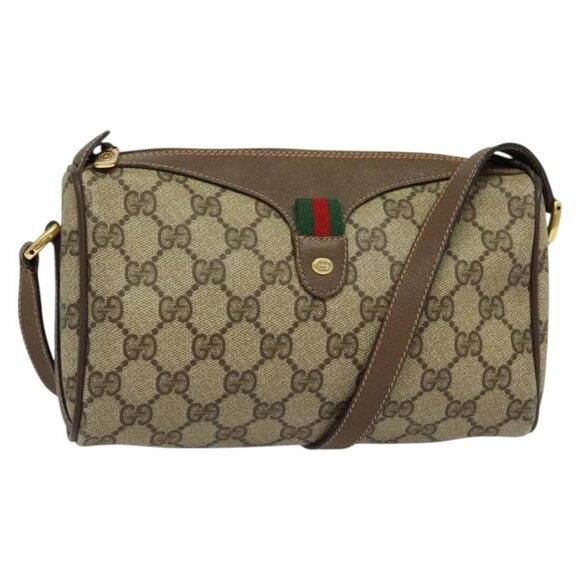 GUCCI GG Supreme Web Sherry Line Shoulder Bag PVC Beige 89 02 018 Auth BA4657 - Picture 1 of 16